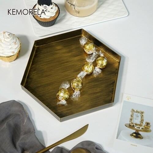 Vintage Gold Storage Tray Necklace Ring Earrings Display Creative Handmade Decoration Storage Box Household Kitchen Decorations