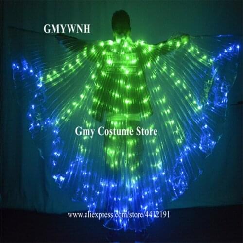 M90 Belleydance wears RGB led cloak colorful light costume dj luminous wings bar perform dress clothe show outfits party rave
