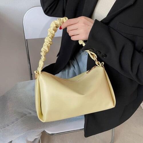 Fashion Fold women handbag small Soft PU Leather flap Shoulder Crossbody bags 2021 new Brand design ladies armpit bags white