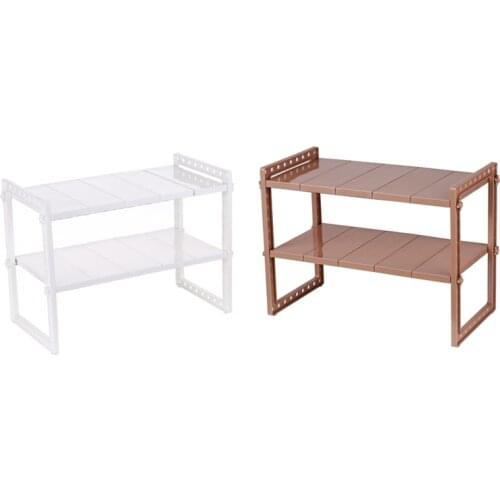 Multi-Functional Under Sink 2-Tier Expandable Shelf Storage Organizer Adjustable Stainless Steel Kitchen Sink Rack