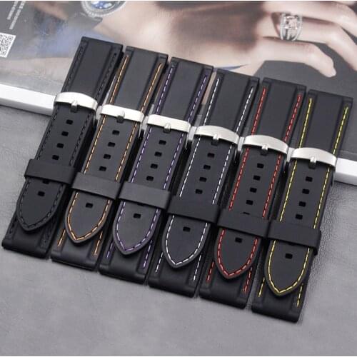 Soft silicone strap men 24mm ladies sports waterproof natural rubber strap accessories buckle