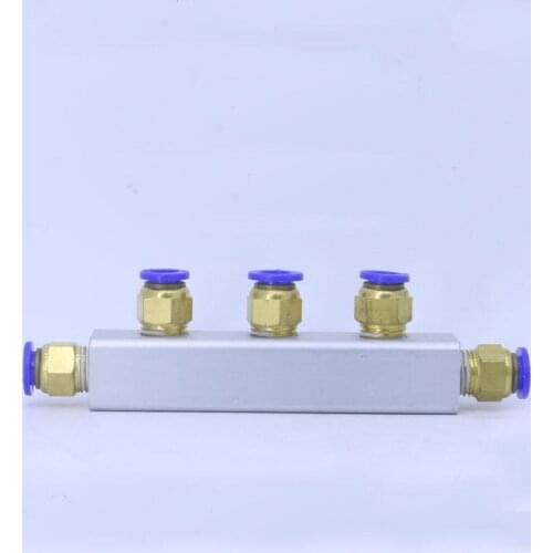 Set 20x20mm Push Fit 8mm 3 Way 6 Port Pneumatic Fitting Manifold Block Splitter