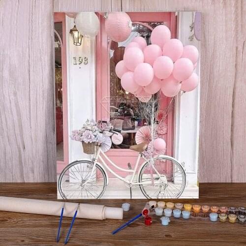 Landscape Flower Car Eiffel Tower DIY Painting By Numbers Complete Kit Oil Paints 50*70 Boards By Numbers Decoration Art