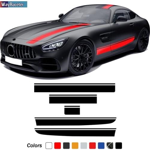 Car Hood Decal Roof Rear Body Side Stripes Skirt Sticker For Mercedes Benz AMG GT C190 R190 GTS GTR GTC 2015-On 2021 Accessories