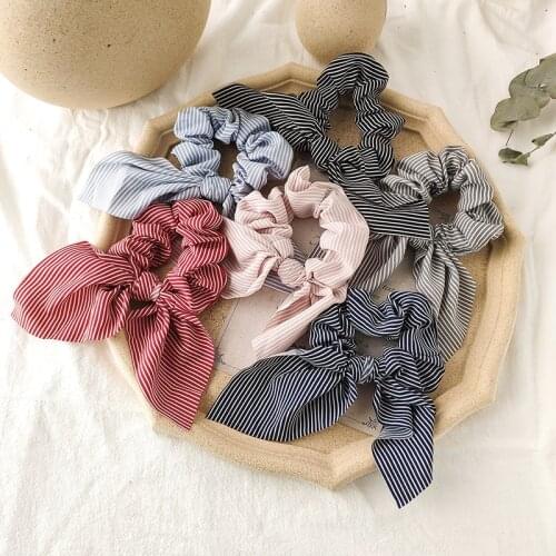 New Floral Sport Elastic hair Band Striped Hair Scrunchies Bowknots Dance Women Ponytail Holder for Girls Christmas Gift