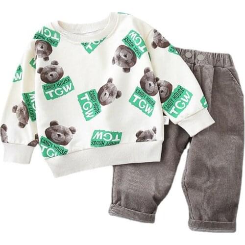 New Autumn Baby Girls Clothing Fashion Children Boys Cartoon Sport T-Shirt Pants 2Pcs/Set Toddler Active Clothes Kids Tracksuits