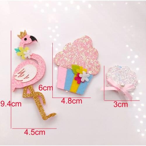 10pcs/lot A flamingo ice cream shell patches for hand diy decoration and hair accessories