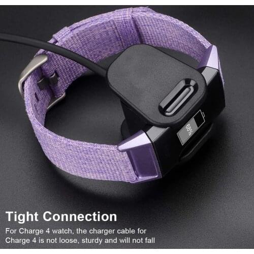 Charger Adapter Portable Durable Replacement USB Charging Cable Clip Cord Charging Dock for Fitbit Charge 4 Smart Watch Fitness