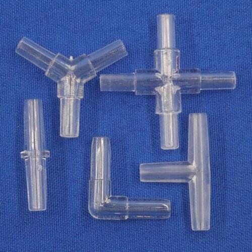 200~5pcs 5mm Transparent Acrylic Oxygen Pipe Splitter Elbow Tee Connector Aquarium Fish Tank Air Hose Tube Distributor