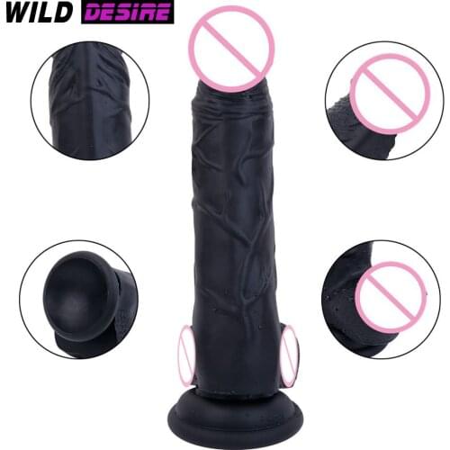 Black Penis Dildo Realistic Slicone Male Artificial Dick Woman Masturbator Adult Sex Toys women Dildos Skin Soft Big Suction Cup
