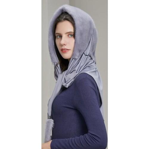 Luxury mink fur cap lady winter hat with scarf warm fashion high quality