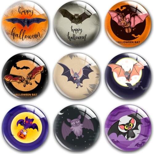 Handmade Halloween party Bat Net Round photo glass cabochons demo flat back DIY collier jewlery Making findings accessory