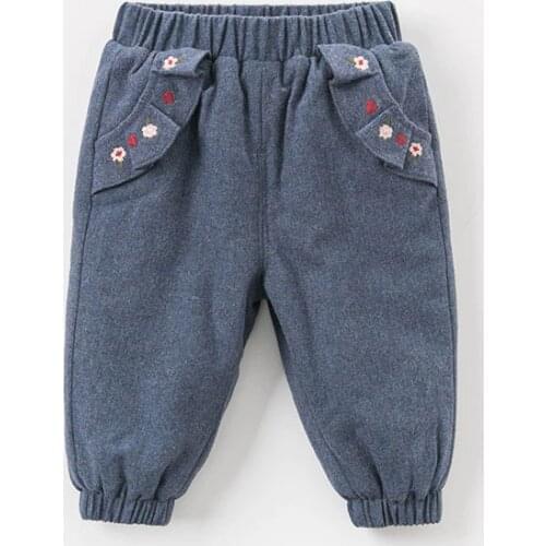 DB8536 dave bella winter autumn baby girls solid pants children full length pants infant toddler padding trousers