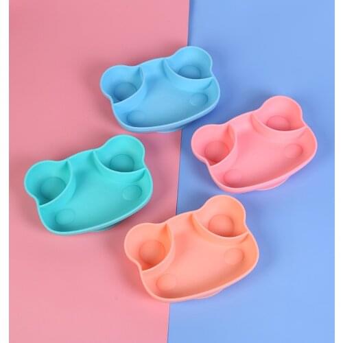 Baby Silicone Dinner Plate Suction Cup Baby Food Bowl Childrens Eating Division Cartoon Bowl Frog Baby Products