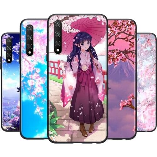 Silicone Cover Japanese Sakura Anime Girl For Huawei Y9S Y6S Y8S Y8P Y9A Y7A Y7P Y5P Y7 Y6 Y5 Pro Prime 2019 2018 Phone Case
