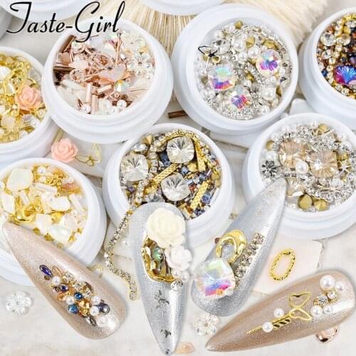 Mixed style 3d Alloy glitter nail art decorations rhinestones crystals for fake nails jewelry accesoires supplies manicure set