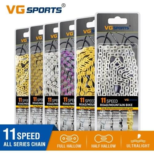 VG Sports Bicycle Chain 11 Speed Bike Chain Half/Full Hollow 116L Titannium/rainbow/golden/silver MTB Mountain Road Bike Chains
