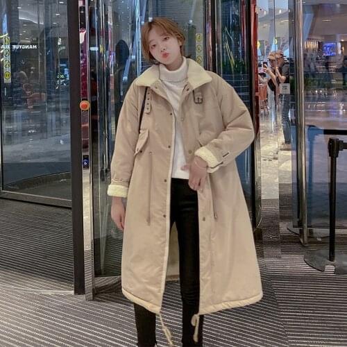 X-long Women Winter Down Jacket Loose Female Cold Faux Fur Coat Covered Button Casual Outwear Ladies Warm Thick Parkas