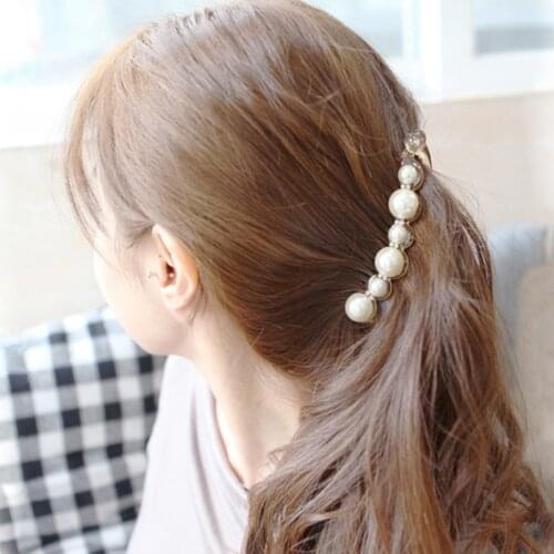 1Pc Simulated Pearls Hairpins Hair Clips Jewelry Banana Clips Headwear Accessories Women Hairgrips Girl Ponytail Barrettes