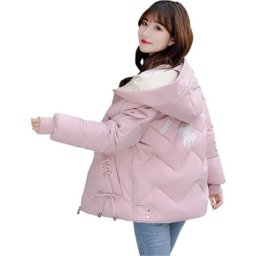 Womens Parkas 2021 New Winter Jacket Fashion Cotton Padded Loose parka Coats Short Jackets Long Sleeve Thick Hooded Warm Female