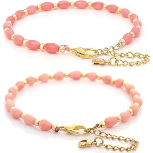 Nature Pink Rice Coral Beads Bracelet For Women Charm Bracelets Women Jewelry 2021 Fashion Adjustable Bracelet Christmas Gift