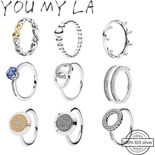 2021 Hot Sale 925 Sterling Silver Fine Jewelry Rings Pave Crystal Trend Ring Fit Pando Women DIY Fashion Jewelry