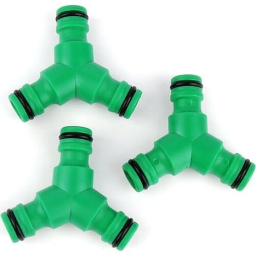 1-100pcs 3 Ways Quick Connector Garden Irrigation Fast Coupling Adapter 16mm Green Plastic Pipe Fittings