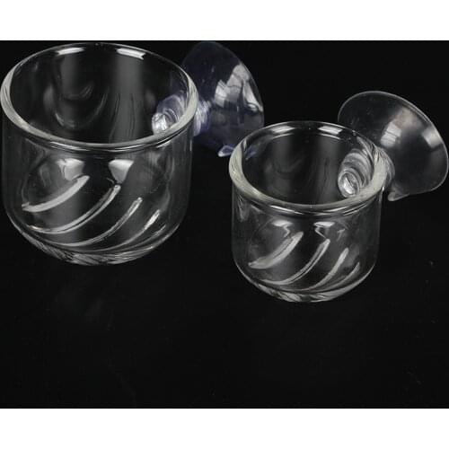 1 pcs Fish Tank Glass Fish Feeder Food Feeding Cup Creative Aquarium Fish Tank Fish Feeder Glass Plant Cup Red Worm Feeding