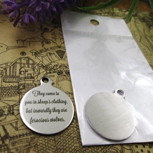 20pcs--"They come to you in sheeps clothing..." stainless steel charm more styles for choosing DIY Charms Bible gold sentence