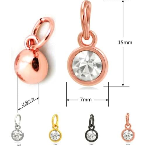 12pcs Birthstone Silver Color Rose Gold Color Black DIY Birthday Stones 12 Months Stainless Steel Size 6*9mm Charms Pendants