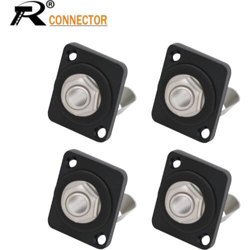 4Pcs/Lot 6.35mm Audio Female Socket D-type Mono Jack Stereo Connectors Panel Mount Classis Connector Soldering