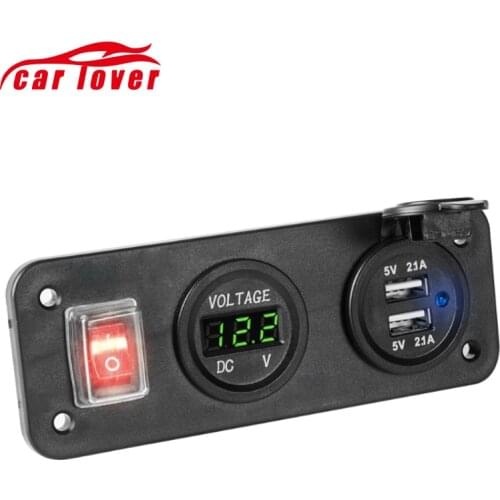 Dual USB Plug Car Motorcycle Cigarette Lighter Socket Charger LED Digital Display Digital Voltmeter 12V Electric Voltage Meter