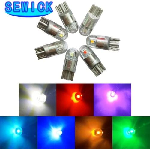 50pcs T10 12v W5W LED Car Bulbs 3030 Chips 194 168 501 Interior Lighting Instrument Lights License Plate Lights 5w