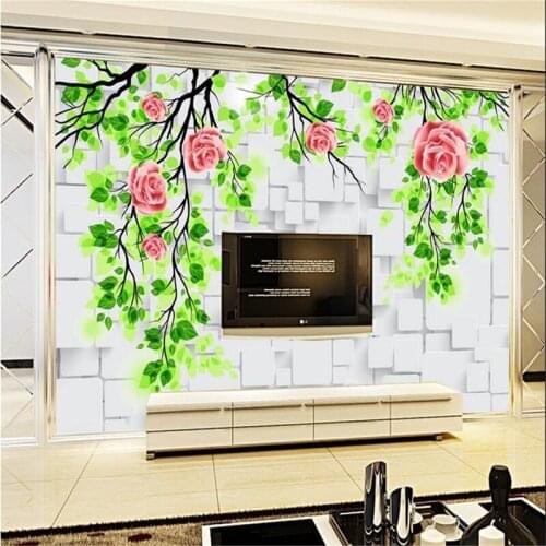 Beibehang 3d HD rose murals Europe TV backdrop brick wallpaper living room bedroom murals wall paper wallpaper for walls 3 d