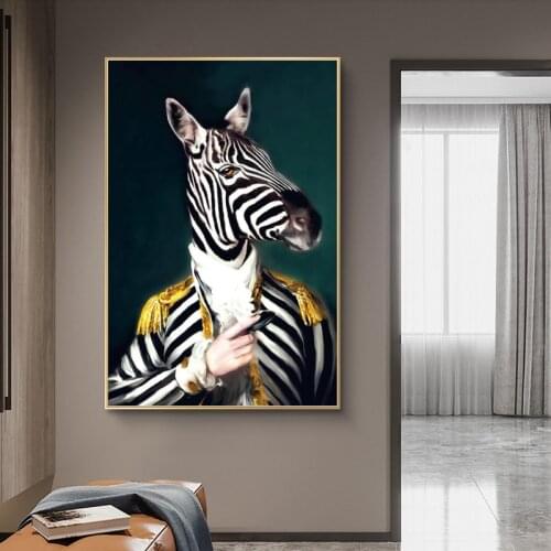 Noble Giraffe In A Suit Canvas Paintings on The Wall Art Posters and Prints Portrait of Mr. Giraffe Canvas Art Wall Pictures