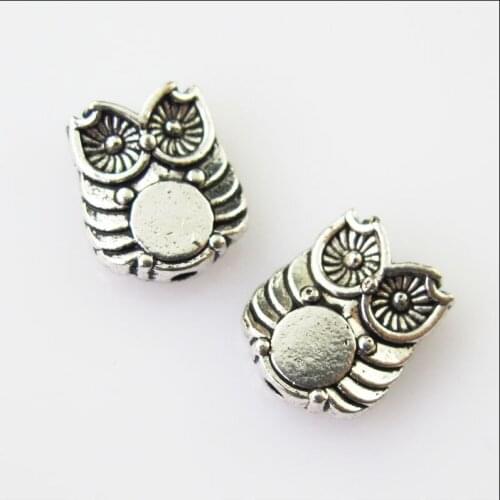 35 New Owl Birds Charms Tibetan Silver Tone Animal Spacer Beads 8x10mm