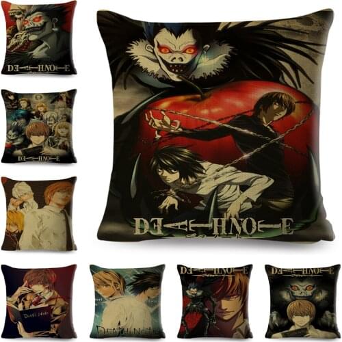Death Note Cushion Cover Decor Cartoon Classic Anime Print Pillow Case Polyester Pillowcase for Sofa Home Children Room 45x45cm