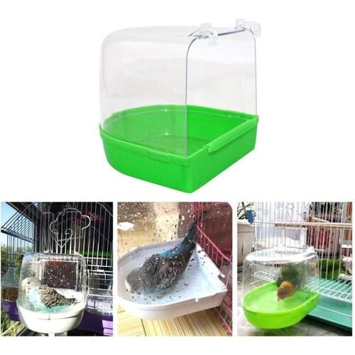 Clean Parrot Bird Bathtub Box Bird Bath Shower Standing Wash Box Hanging Cage Transparent Plastic Hanging Tub Shower