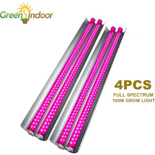4pcs LED Grow Light 100W Full Spectrum Phyto Lamp 50cm Growing LED Lighting Double Tubes For Indoor Flowers Hydroponic Plants
