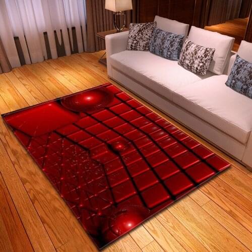 Flannel Red Geometric Plaid 3D Printing Carpets For Living Room Bedroom Large Carpet Room Child Rugs Home Mats Area Hallway Play