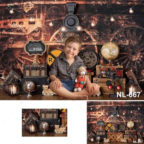 Photography Backdrop Train Railway Route Vintage Newborn Kids Portrait Background for Photo Studio Retro Travel Photo Background