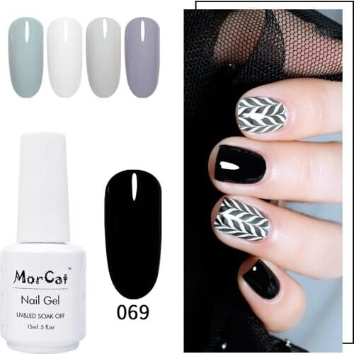 MorCat Nail Gel Polish Soak Off UV Gel Nail Polish Pure White Black Gellak Nail Art Design Vernis Semi Permanant UV Varnish