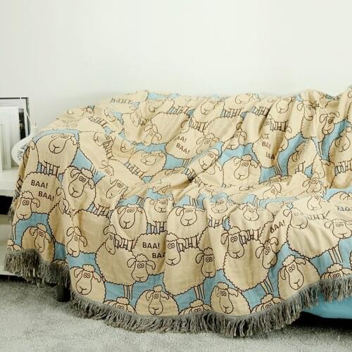 GY4093 Sheep Pattern Ins Style Geometry Deer Blanket Sofa Decorative Slipcover Stitching Blanket Rug