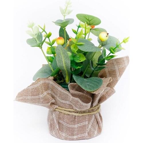 Simulation Potted Artificial Plant Decorative Flower Home Decoration Fake Flower Mini Potted Bonsai Green Plant Wedding Decor