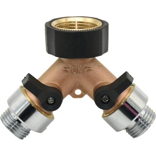 Brass garden tap 3/4 to 1/2 2 way tap Irrigation valve Hose Pipe Splitter Quick connector adapter Female thread G3/4 1pcs