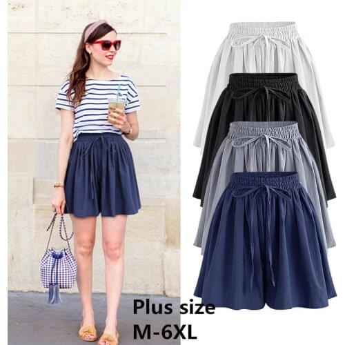 Summer Wide Leg Shorts Women Large Size Casual short Loose High waist Female Short pants Plus size M-6XL
