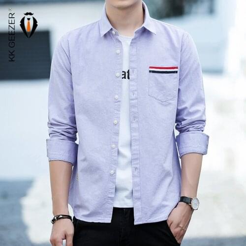 Men Dress Shirts 100% Cotton Brand Design Long Sleeve Fashion Shirt Cotton Business Slim Fit Casual Button Down Shirt Office