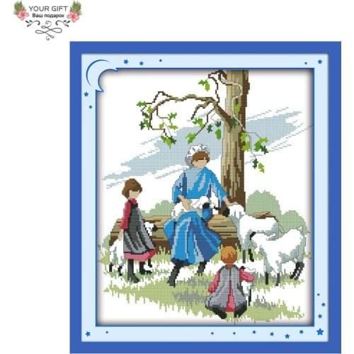 Joy Sunday Free Shipping 14CT 11CT Counted and Stamped Shepherd Needlework Embroidery Cross Stitch kits for Home Decoration R869