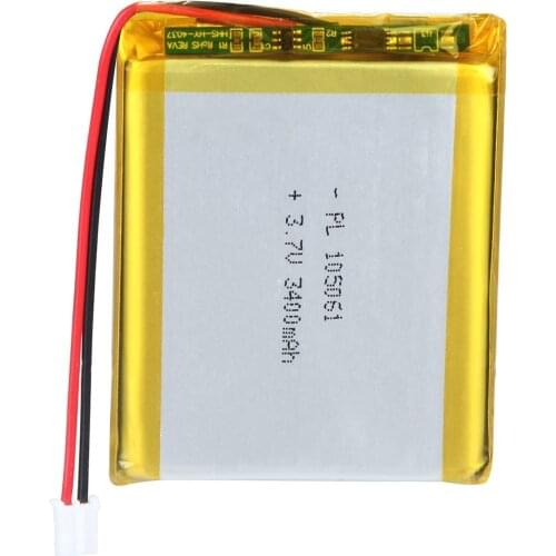 Mejuew 3.7V 3400mAh 105061 Rechargeable Lipo Battery with JST Connector
