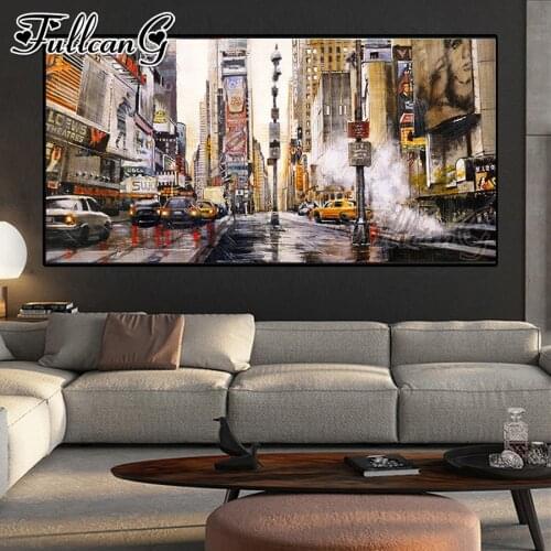 FULLCANG Street abstract landscape car large diamond painting 5d diy full square round drill mosaic embroidery sale FC3351